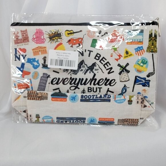 Travel-Themed Cosmetic Pouch "I Haven't Been Everywhere But Its On My List" - Picture 3 of 5